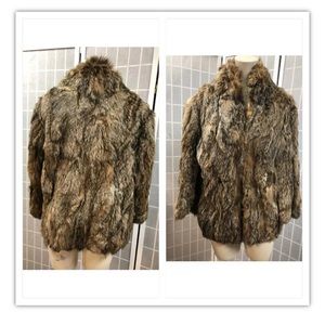 Coat, women, genuine fur,brown/beige,little damage in front,closure hook,sizeL.: